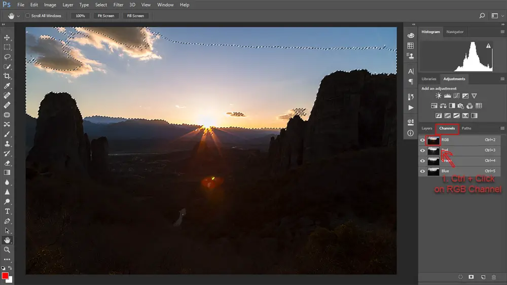 How to create a basic luminosity selection of the sky.