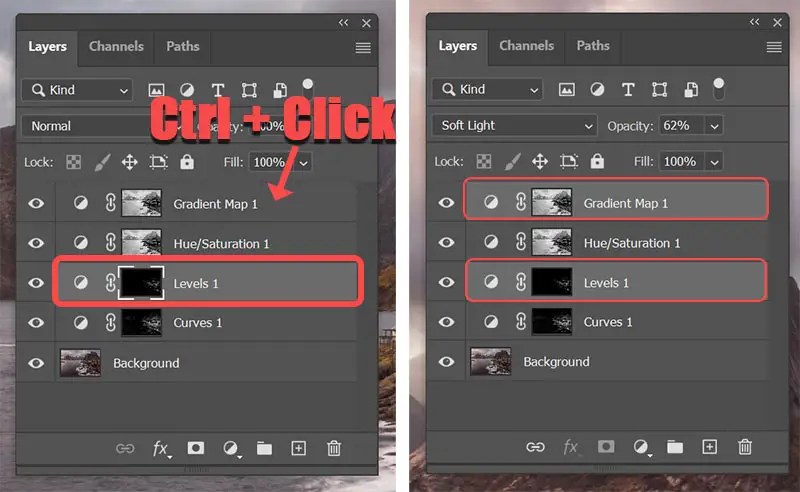Select layers in Photoshop