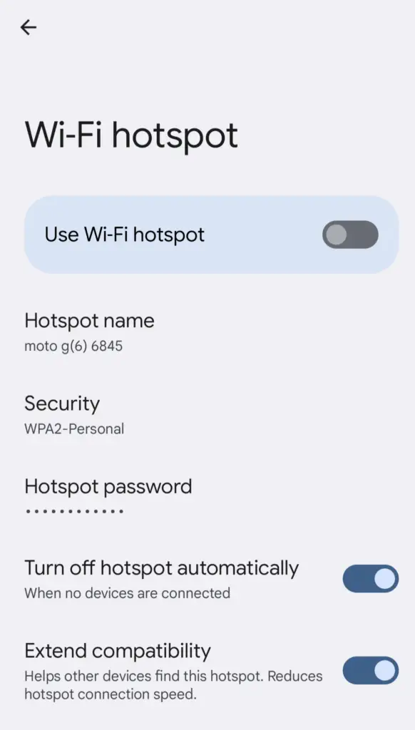 setting up an android hotspot