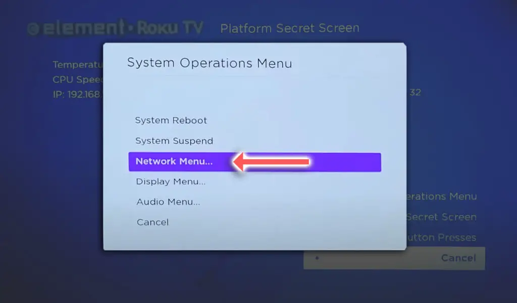 element tv secret network settings menu