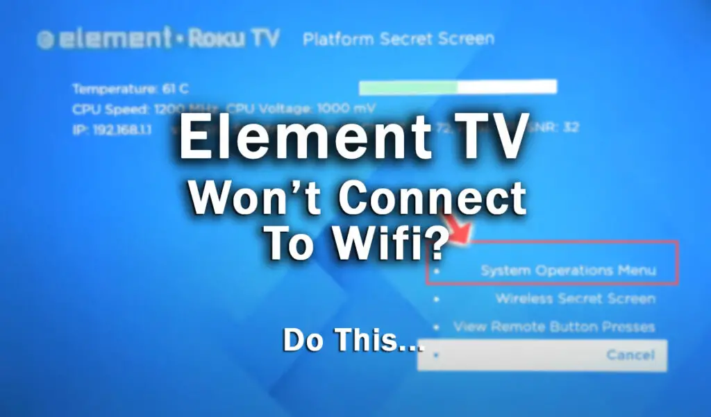 element tv won't connect to wifi