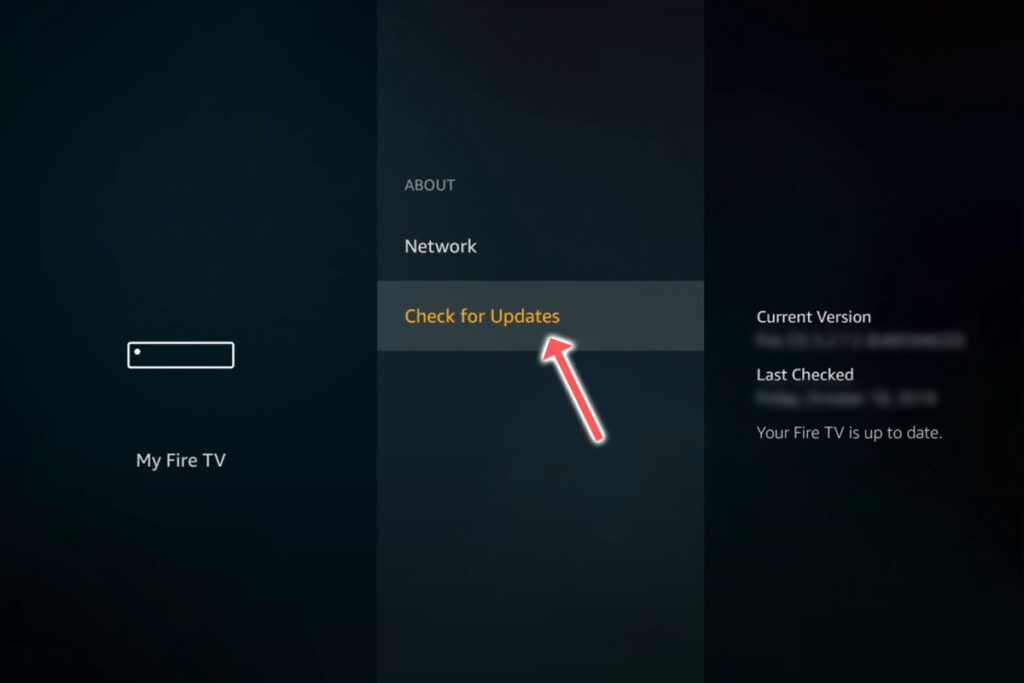JVC fire tv check for updates