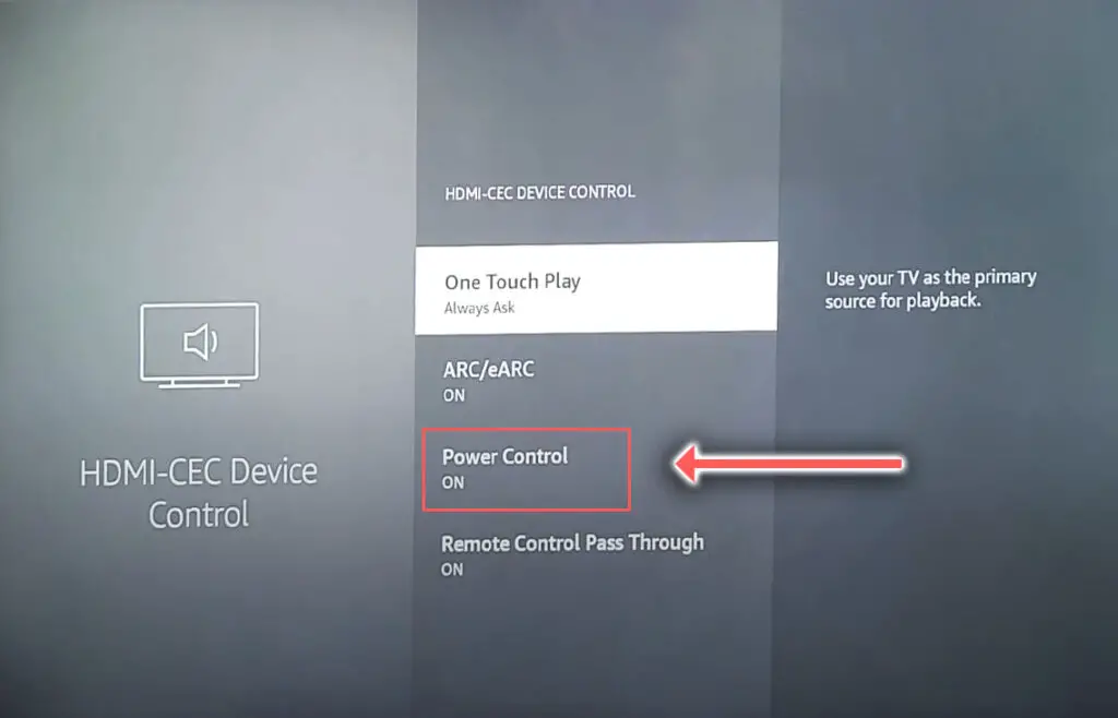 fire tv power control menu