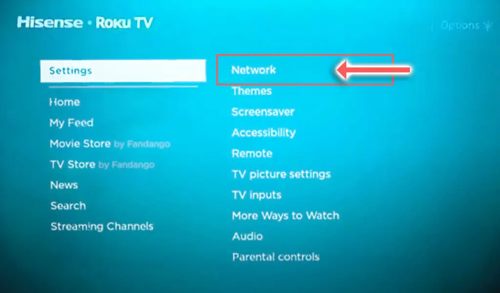 hisense roku tv network settings