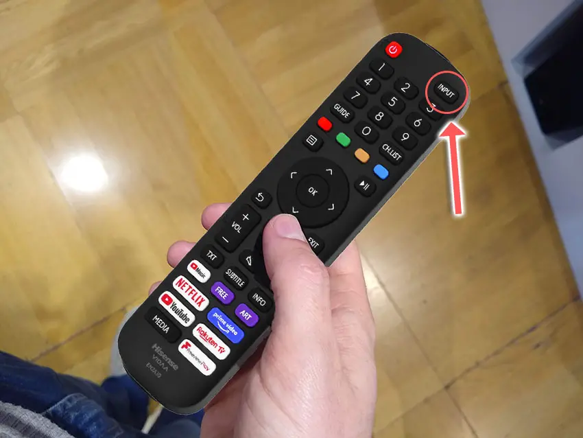 hisense tv remote input button
