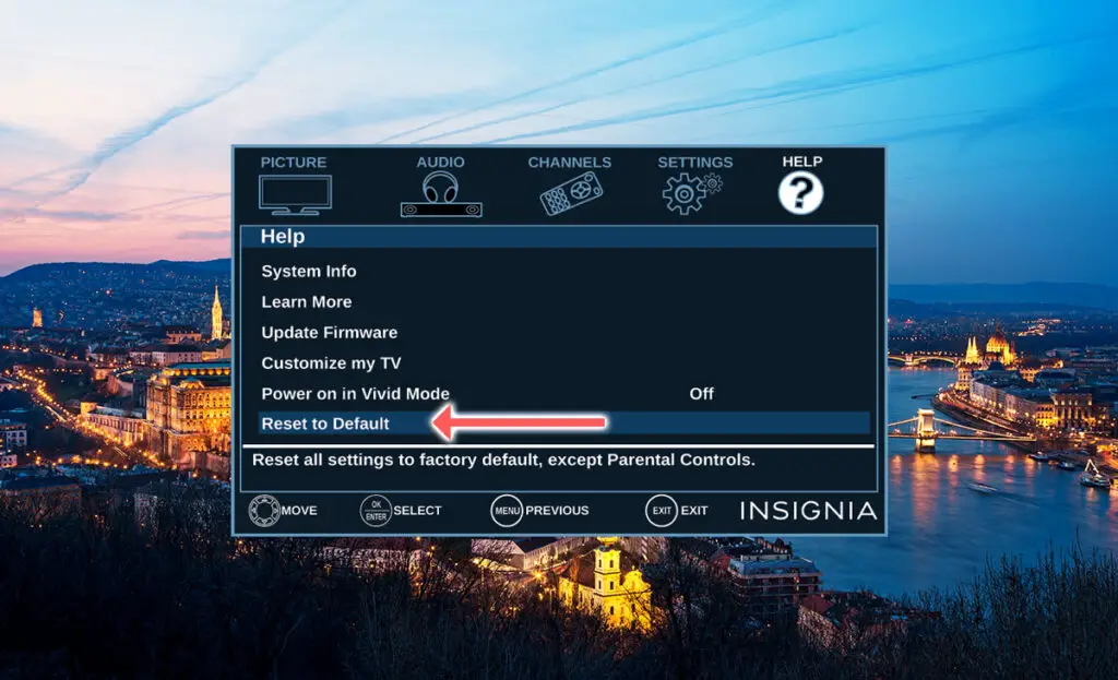 insignia tv reset to factory defaults