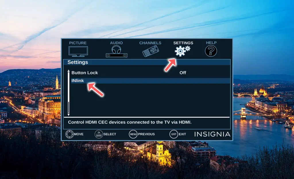 insignia tv settings menu