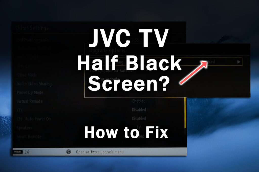 jvc tv half black screen