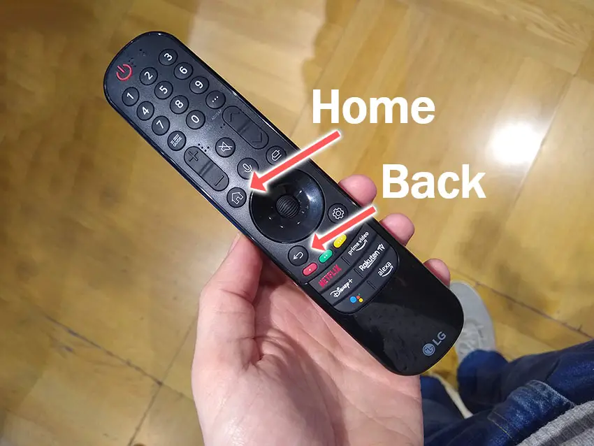lg tv remote home and back buttons