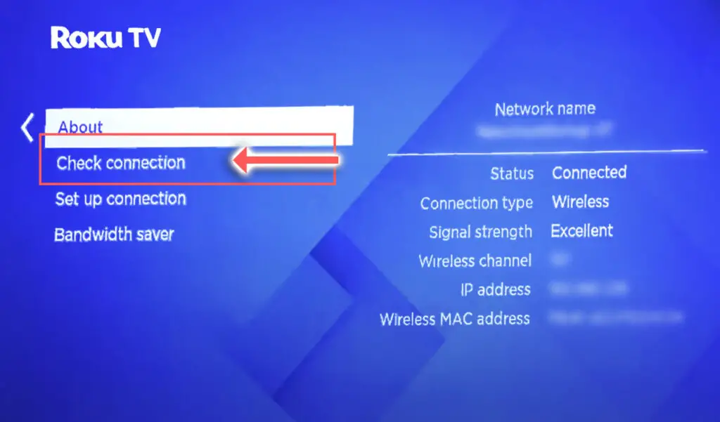 rca roku tv network connection test
