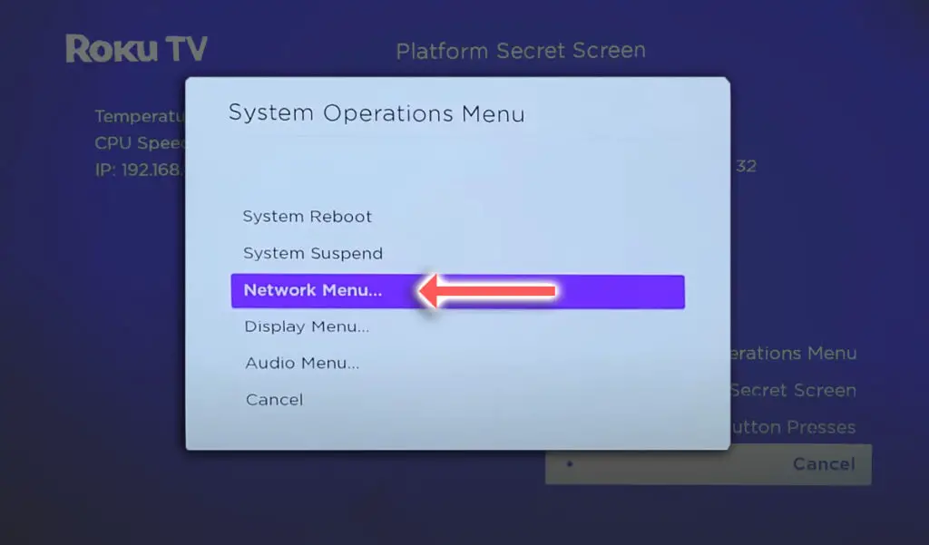rca smart tv secret network settings menu
