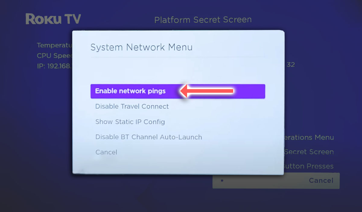 jvcv roku tv enable network pings