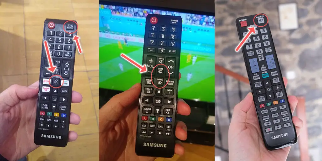 samsung tv remote home and source buttons