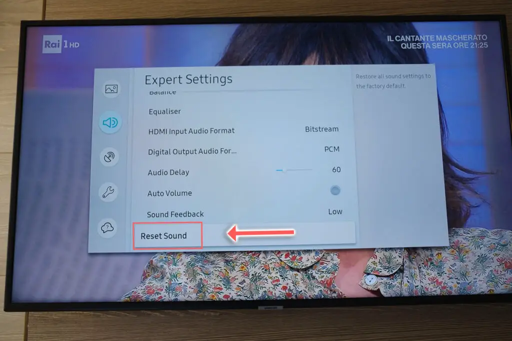 samsung tv reset sound menu