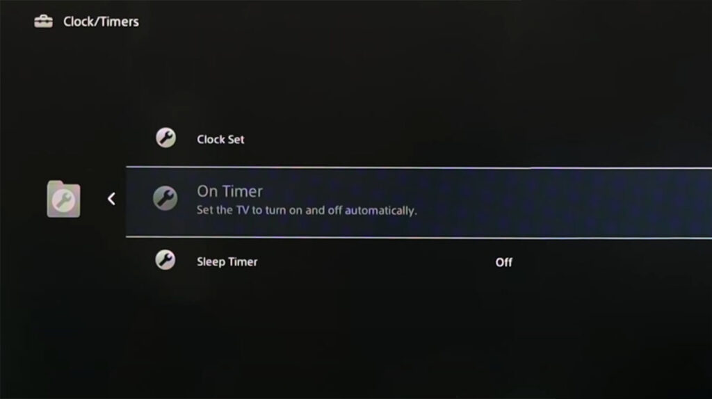 sony tv on timer