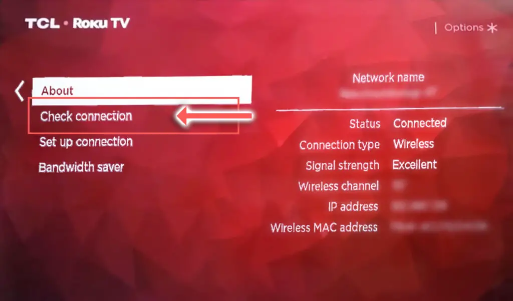 tcl roku tv check network connection