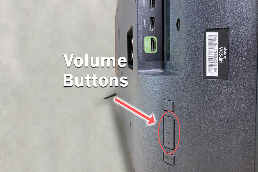 vizio volume button on tv