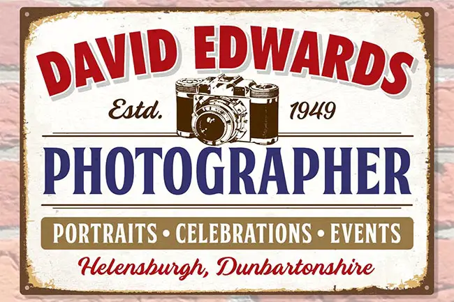Personalised photography sign