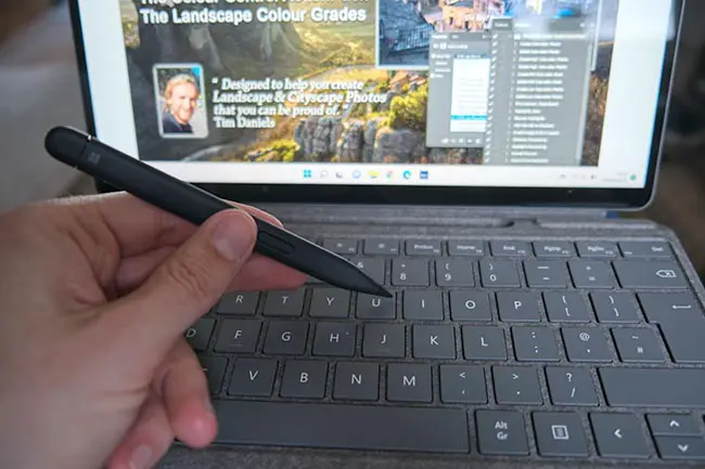The Slim Pen 2 in use with the Surface Pro 8