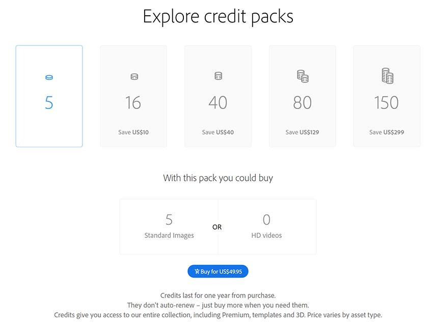adobe stock credit pack prices