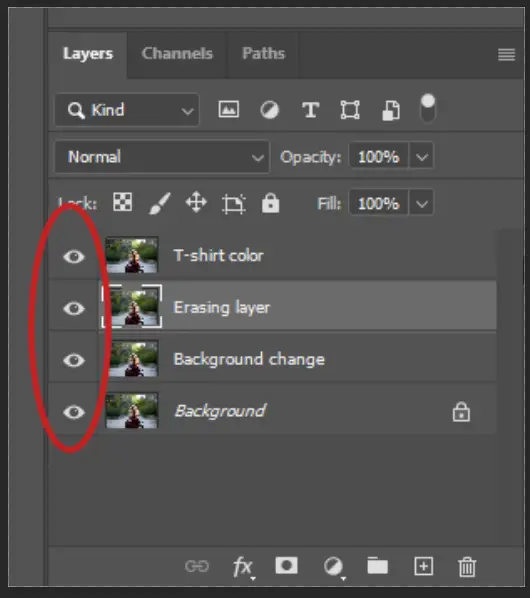 all layers visible photoshop