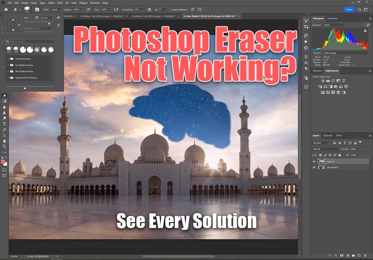 Hướng dẫn Photoshop background eraser tool not working và cách xử lý lỗi