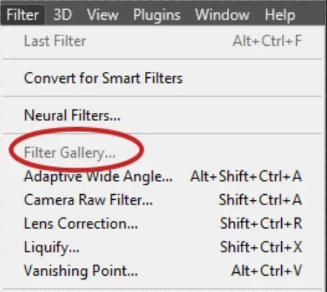 photoshop filter gallery grayed out