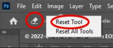 reset the eraser tool