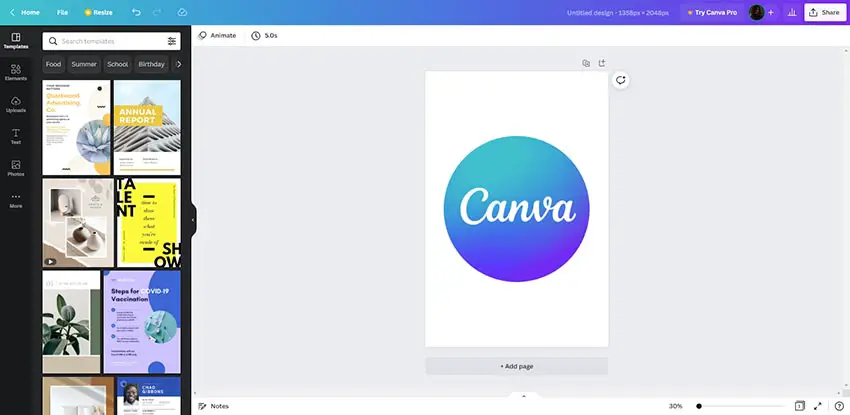 canva interface
