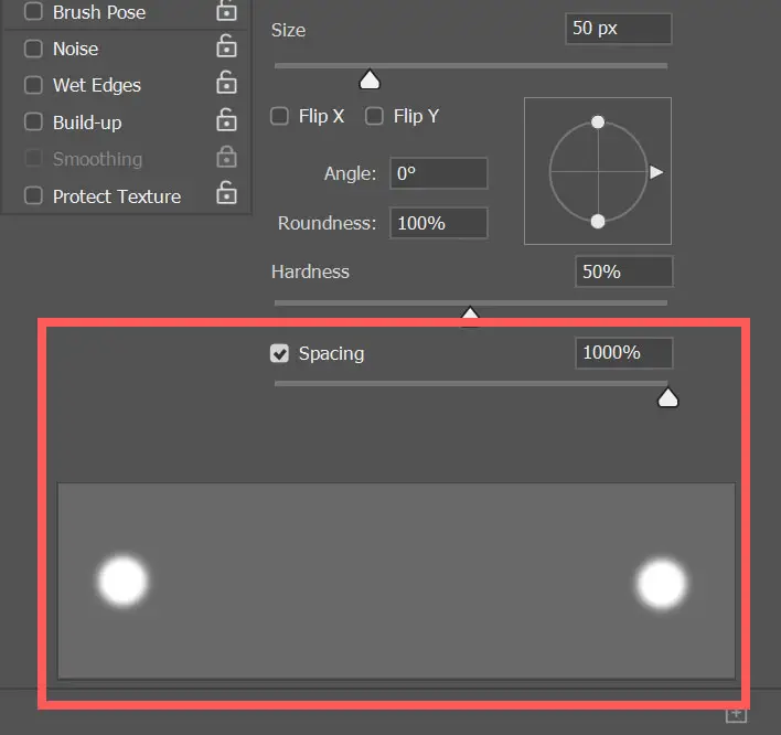 spacing for photoshop brush