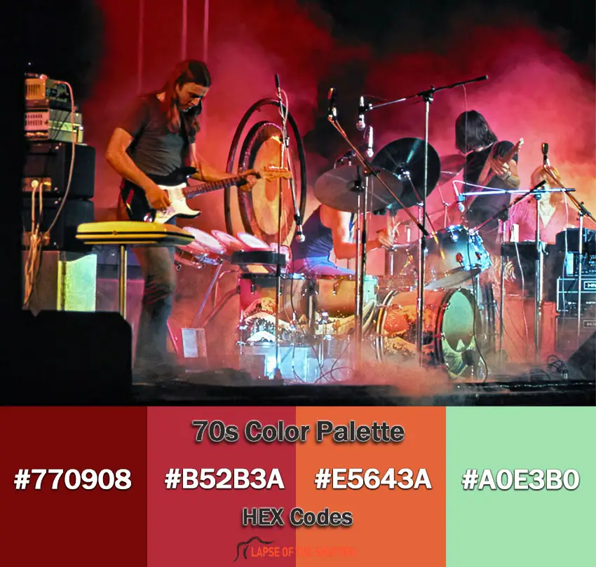 hex codes with an example of the 1970s color palette