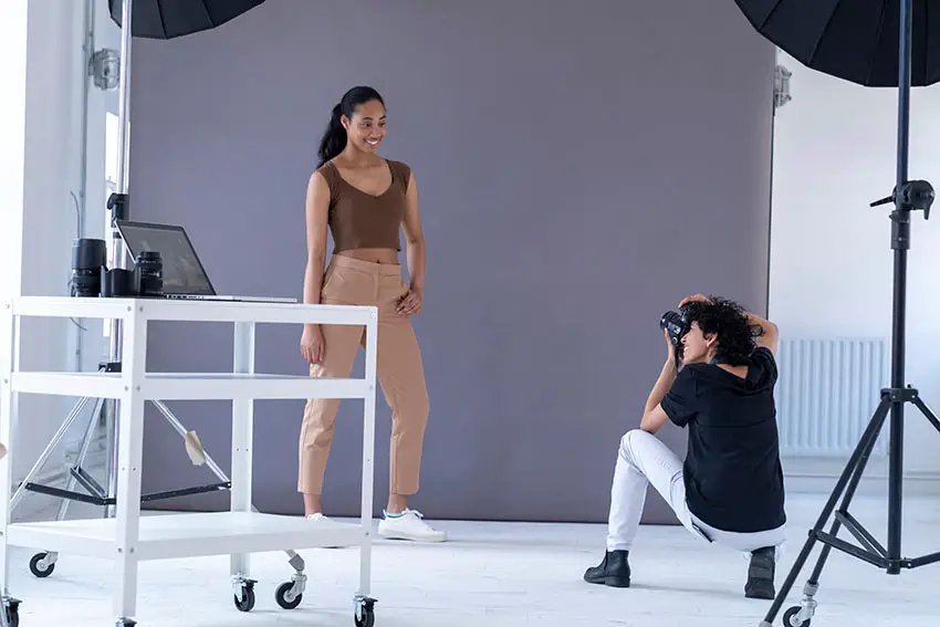 Photographer working in a photo studio