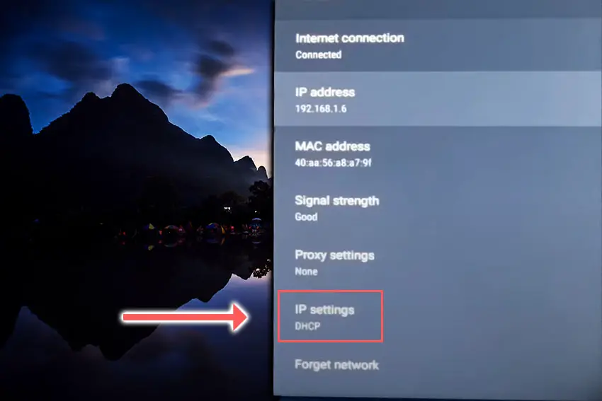 sony android tv change ip address