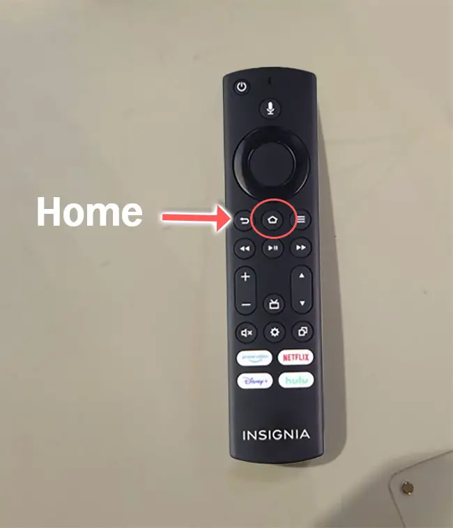 home button on Insignia Fire TV remote