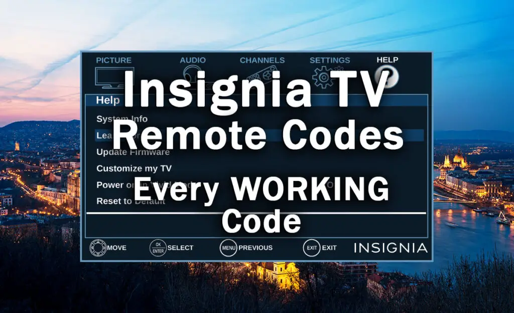 insignia tv remote codes