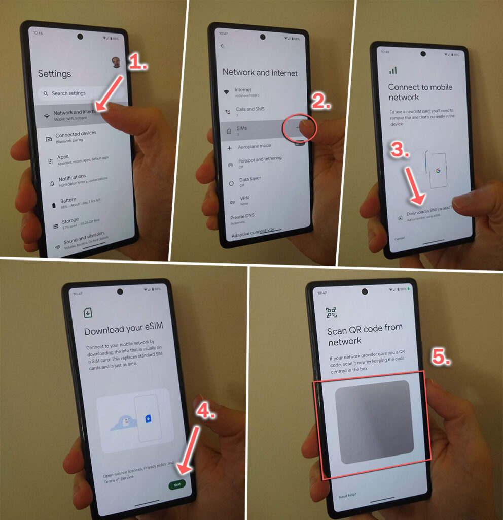 how to install an esim on android
